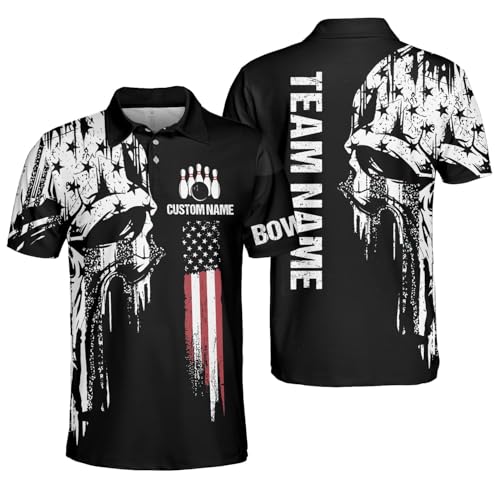 GABITA Personalized Bowling Jerseys for Men, Custom Bowling Polo Shirt, Bowling Shirts Gift for Bowler Team Player - color: A44