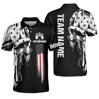 GABITA Personalized Bowling Jerseys for Men, Custom Bowling Polo Shirt, Bowling Shirts Gift for Bowler Team Player - color: A44