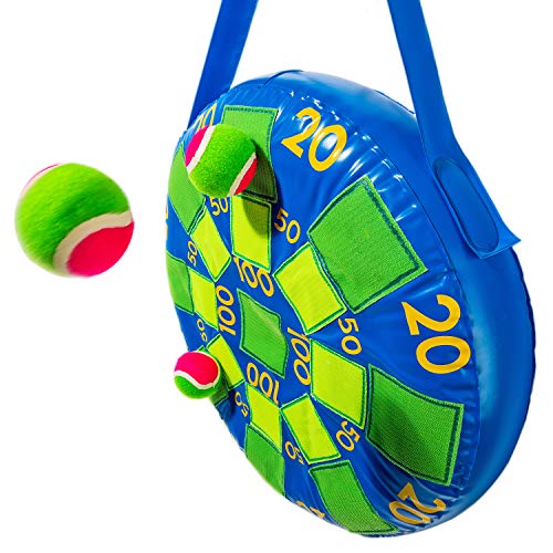 Franklin Sports Kids Dart Board - Inflatable Dart Ball Game with 3 Tennis Ball Self-Stick Darts - 20 X 20
