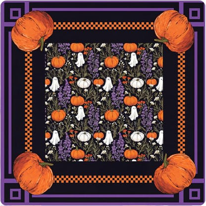 Drydiet Mahjong Mat for Table 31.5 x 31.5 Inch American Mahjong Mat with Carrying Bag, Non-Slip Noise Reduction Table Item for Family Poker Domino Board Game Night & Party Use(Halloween)