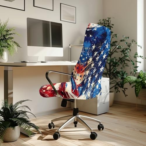 Office Chair Cover America 250th Birthday, Stretch Computer Desk Chair Slipcover Universal Executive Boss Chair Cover Anti-Dust Removable Rotating Slipcover - color: America 250th Birthday, size: Small