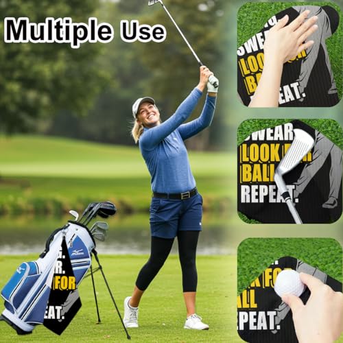Swing Swear Look for Ball Repeat Microfiber Golf Towel, Funny Golf Towels for Bag with Clip, Birthday Retirement Gifts for Men Women Golfer Grandpa Dad Mom Friend Golfer GolfFans, 16x24 Inch - color: Swing Swear Repeat Golf