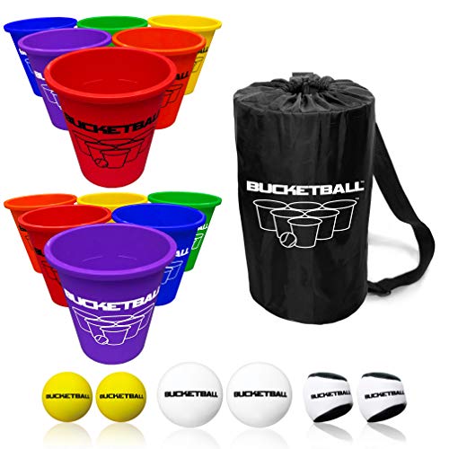 BucketBall | Original, Largest & Most Durable Brand | Supports USA Jobs | Ultimate Outdoor & Tailgate Game | Perfect for Beach, Pool, Lawn, Yard, Camping - color: Rainbow, style: Combo Pack