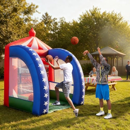 OZIS Inflatable Basketball Hoop Shot with Balls and Built-in Blower Portable Fun Shooting Target Hoops, Interactive Inflatable Carnival Games for Commercial Events, Parties, Family Activities - style: Basketball Hoop