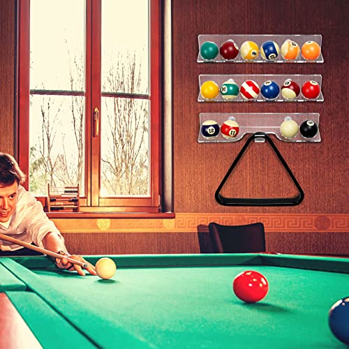Pool Cue & Ball Rack Wall Mount – Acrylic Billiard Storage Holder, Self-Adhesive or Screw Mounted, Space-Saving Game Room Organizer (16 Balls & Ball Rack Holder) - style: 16 Balls & Ball Rack Holder