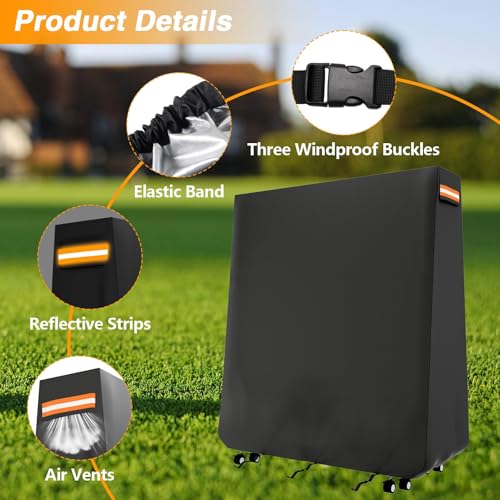 EVRBUL Ping Pong Table Cover Outdoor Waterproof Folding Table Tennis Cover Heavy Duty 420D Sunproof Windproof for Universal 9 x 5 FT Foldable Tables with Storage Bag