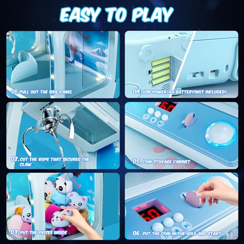 Skirfy Large Claws Machine Toy with Alloy Claw,LED Light & Adjustable Sound,16" Candy Dispenser Toys Mini Vending Machine for Kids Christmas Birthday Big Gifts for Girls Boys Ages 6+ - color: Blue