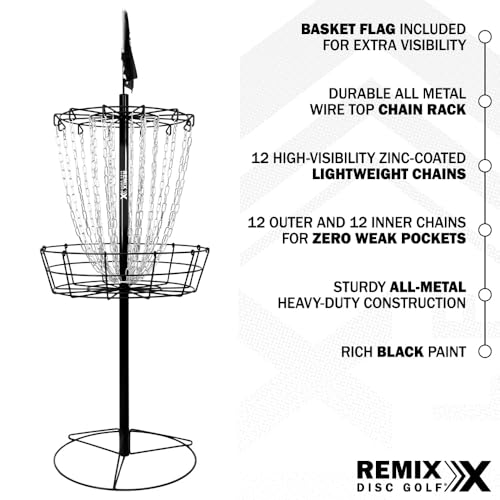 Remix Practice Basket for Disc Golf - Choose Your Color and Style - style: Double Chain - Black