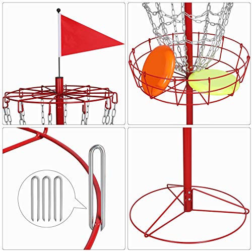 Topeakmart Portable Disc Golf Practice Basket Sport Disc Rack Disc Golf Discs Red