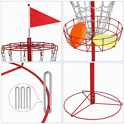 Topeakmart Portable Disc Golf Practice Basket Sport Disc Rack Disc Golf Discs Red