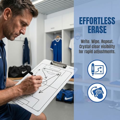 Premium Clipboard for Coaches, Durable Dry Erase WhiteBoard, Simplicity Sharpens Focus, Tactical Coaching Clip Boards, Sporting Goods Clipboards(Soccer) - style: Soccer