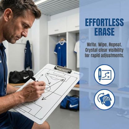 Premium Clipboard for Coaches, Durable Dry Erase WhiteBoard, Simplicity Sharpens Focus, Tactical Coaching Clip Boards, Sporting Goods Clipboards(Soccer) - style: Soccer