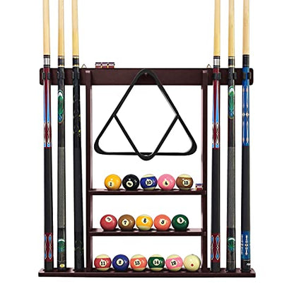 Pool Stick Holder Cue Stick Holder Wall Mount Billiard Cue Racks Holds Billiards Accessories for Billiard Room,Bar Room,Game Room（Mahogany） - color: Mahogany