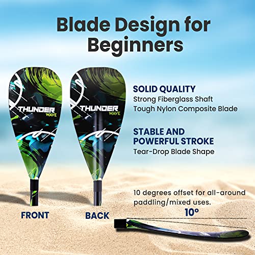 SereneLife Adjustable SUP Paddle | Carbon Fiber Paddle Board Paddle with Teardrop Blade and Oval Lever-Lock Clamp | Lightweight, Easy-to-Addemble 3-Piece Design | Saltwater Ready | Carry Bag Included