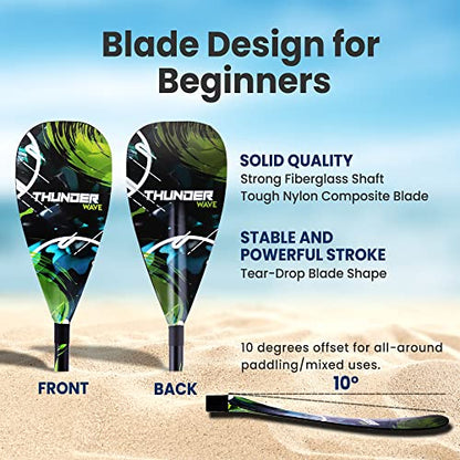 SereneLife Adjustable SUP Paddle | Carbon Fiber Paddle Board Paddle with Teardrop Blade and Oval Lever-Lock Clamp | Lightweight, Easy-to-Addemble 3-Piece Design | Saltwater Ready | Carry Bag Included