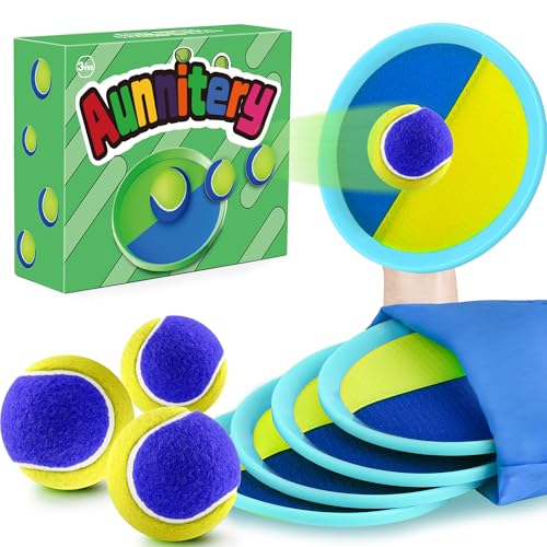 Toss and Catch Ball Set Beach Toys for Kids Outdoor Toys and Yard Games for Boys and Girls Improves Focus Great for Exercise Fun Easter Christmas Birthday Gift Idea (Yellow)