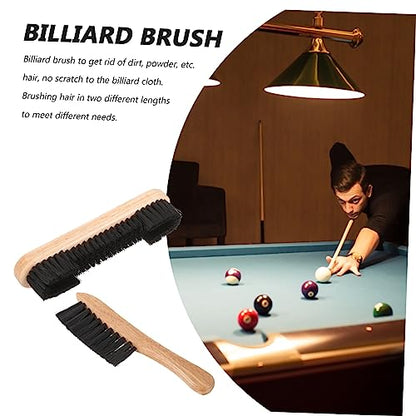2pcs Wooden Pool Table Cleaning Brush Set Billiard Brush for Table Surface and Rail Dust Removal Essential Maintenance Tool for Snooker Rail