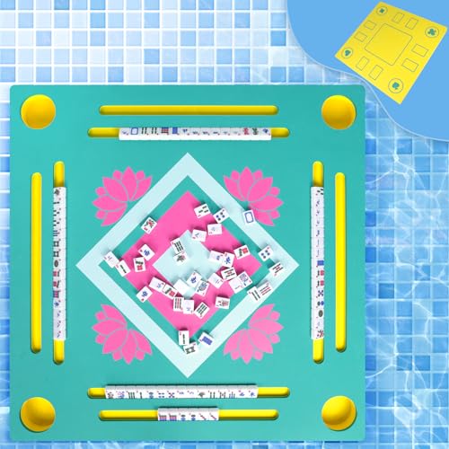 32" Double-Sided Floating Mahjong Table for Pool, Waterproof Playing Card Table, Water Game Table for Mahjong, Poker, Dominoes, Scrabble, Swimming Pool, Hot Tub, Beach & Summer Parties, Green - color: Green