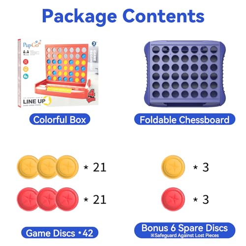 Pup Go 4 in a Row Game, Strategy Board Games for Kids 3-12, Connect & Win Four in a Line, Foldable Holiday Travel Essential, 2 Players for Family and Kids, Best Gifts for Boys and Girls (Blue) - color: Blue