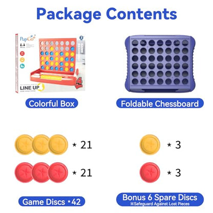 Pup Go 4 in a Row Game, Strategy Board Games for Kids 3-12, Connect & Win Four in a Line, Foldable Holiday Travel Essential, 2 Players for Family and Kids, Best Gifts for Boys and Girls (Blue) - color: Blue