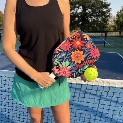 Racquet Inc Tennis Gifts Pickleball Paddle Cover Sleeve – Universal Fit for Standard Paddles, Neoprene Protective Case with Zipper, Pickleball Paddle Cover, Gift for Pickleball Players - color: Bloom Smash