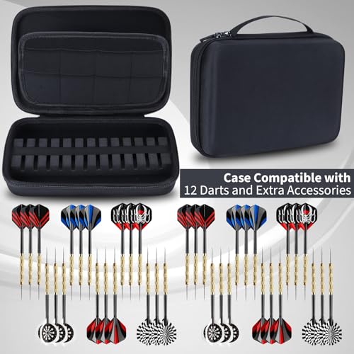 Case Compatible for 12 Darts, Holds Darts and Extra Accessories - color: Black