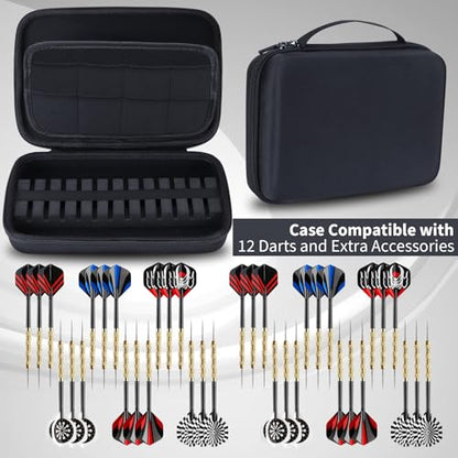 Case Compatible for 12 Darts, Holds Darts and Extra Accessories - color: Black