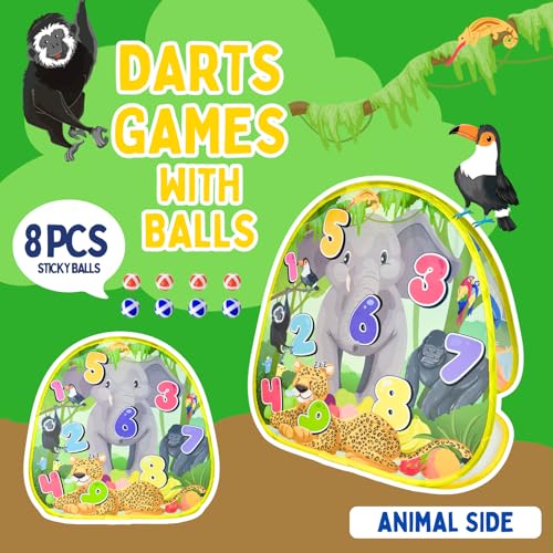 Grip Kids 2-in-1 Dinosaur & Animal Bean Bag Toss Game – Double-Sided 27" Target Board with 6 Bean Bags – Outdoor & Indoor Toy for Toddlers & Kids Ages 3-6 – Birthday Gift - Amazon Exclusive