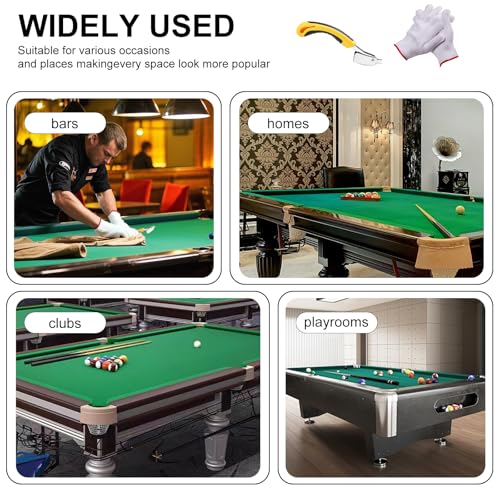 Pool Table Felt,8.53'/ 9' Billiard Cloth with 6 Pcs Cloth Strips and Staple Remover,Gloves,Pool Table Felt Replacement kit for Bars Clubs Family - color: Green, size: 8.53FT-Thickened