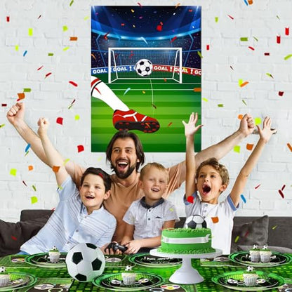 WERNNSAI Pin The Soccer on The Goal - Soccer Party Games for Kids Sports Themed Party Decorations Poster with 24pcs Ball Stickers Classroom Sports Party Favors - style: Soccer