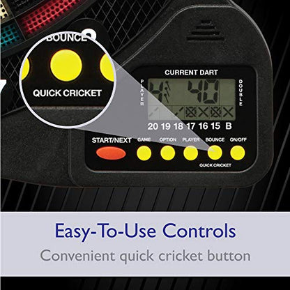 Fat Cat by GLD Products 727 Electronic Dartboard Value Size Over 15 Games and 132 Options Auto-Scoring Compact Display with Missed-Dart Throw Catch Ring Soft Tip Darts and Extra Points Battery
