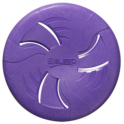 Indestructible Dog Flying Disc, Interactive Dog Flyer Toys, Soft Lightweight Catch and Fetch Toys for Medium Large Dogs, Floats in Water & Safe on Teeth, 9 inch (Large, Purple) - color: Purple, size: Large