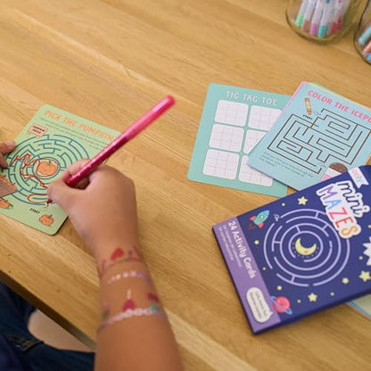Ooly Kids Travel Games – 24 Mini Maze Activity Cards, Screen-Free Road Trip Boredom Buster, Tic Tac Toe Bonus on Every Card, Ages 4+ - style: Mini Mazes