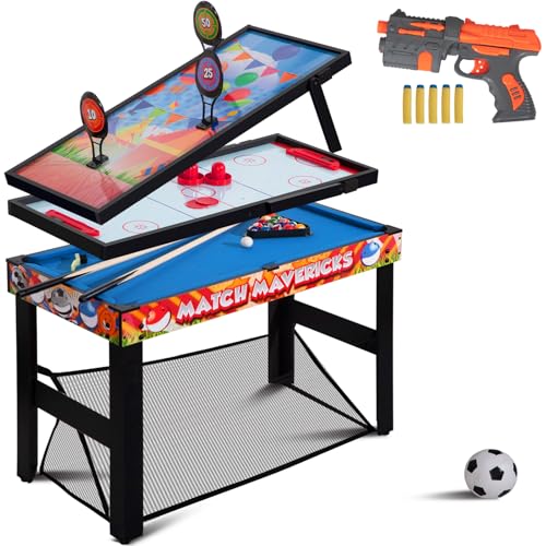 15-in-1 Multi Game Table, 48" Combo Game Table for Kids, Adults, Combination Game Table Set for Home, Game Room w/Foosball, Hockey, Pool Table, Ping Pong, Basketball, Shuffleboard - color: 4 in 1