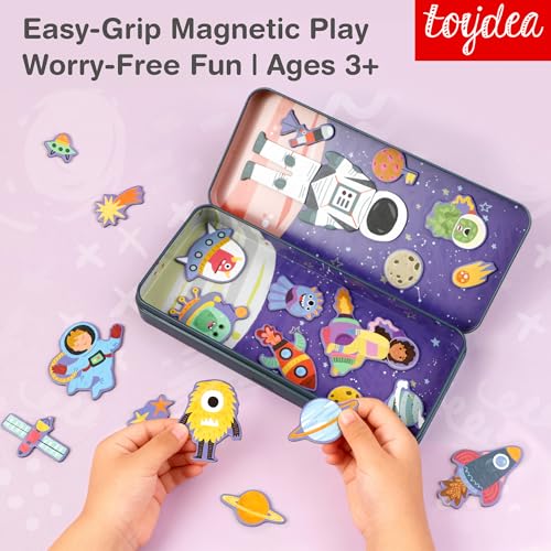 Magnetic Game Puzzle Box – Easter Travel Toy for Kids Ages 3+, Promotes Motor Skills & Imagination, Ideal Car Ride & Plane Activity, Perfect Easter Basket Stuffer for Boys & Girls - color: Space Adventure