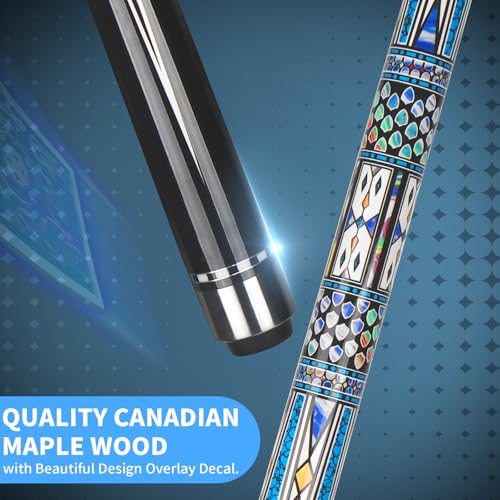 Kmise Professional Pool Cue Stick, 18 19 20oz Canadian Maple Cue Sticks, Low Deflection Shaft with Telescopic Extension Cue - color: Pattern2, size: 21oz