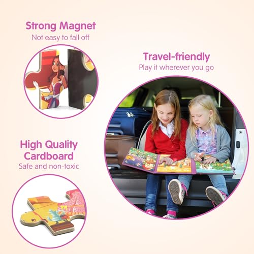 SYNARRY Princess Fairy Party Magnetic Puzzles for Toddlers 3-5 Girls, 36 Pieces Travel Puzzles for Kids Ages 4-6, Easter Basket Stuffers Gifts for Kids, Car Airplane Road Trip Activities Toy - style: Princess Fairy