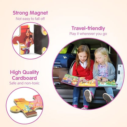 SYNARRY Princess Fairy Party Magnetic Puzzles for Toddlers 3-5 Girls, 36 Pieces Travel Puzzles for Kids Ages 4-6, Easter Basket Stuffers Gifts for Kids, Car Airplane Road Trip Activities Toy - style: Princess Fairy