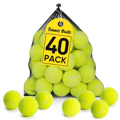 Treeroot 16/30/40/60/80 Pcs Tennis Balls, High Elasticity Tennis Balls Bulk, Comes with a Portable Mesh Bag, Tennis Ball for Dogs, Suitable for Beginner Training Ball, Durable & Bounce - size: 40Pack