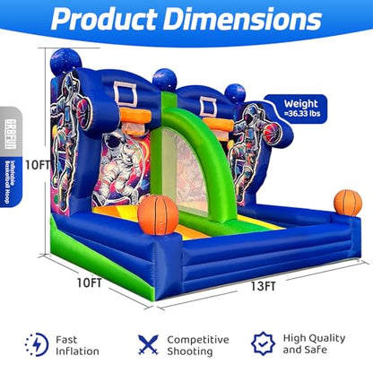 Inflatable Basketball Hoop Shot 13×10×10ft, Blow Up Inflatable Basketball Game with Balls, Air Blower, Inflatable Games for Outdoor Parties, Carnival Events, Lawn Games - color: Cosmic