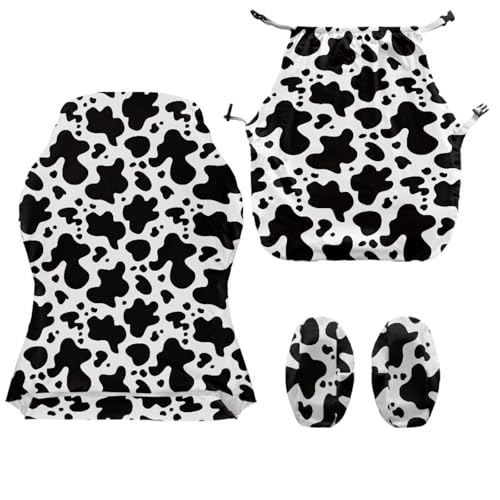Gaming Chair Cover with Armrest Covers, Anti-Scratch Elastic Spandex Gamer Seat Slipcover Protector for Office Racing Style Gaming Desk Chair, Cow Print - color: Cow Print