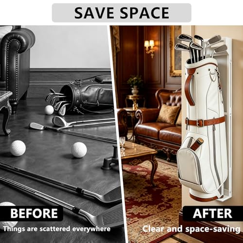 KAXIWEI Wall Mount Golf Bag Storage Stand Organizer Rack for Garage - color: White