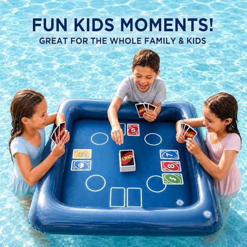 Funscape Floating Table Pool Game Toys, Inflatable Water Play Floating Toy W/Playing Cards, Fun Swimming Pool Float Block Game, Outdoor Travel Yard Beach Play Summer Family Party Gift for Child Adult
