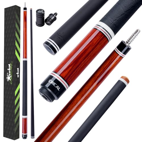 CRICAL RICAL Carbon Fiber Pool Cue 58” 19oz Billiard Cue Pro Taper Shaft Low Deflection Pool Cue Stick Professional Hand-Made Inlay Pool Stick with 12.5mm Tip-Competition Level, Ultra-Smooth - color: Red