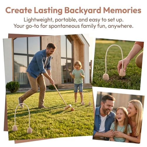 5pcs Cotton Rope Croquet Wickets with Wood Base Portable Lightweight Family Lawn Game for Backyard Outdoor Activities Simple Setup and Travel-Friendly Design