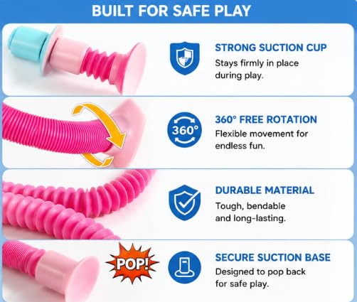 XONTEUS 4 Pcs Pop Tubes Giraffe Travel Airplane Road Trip Car Activities Essential, Telescopic Suction Cup Sensory Fidget Toys,Screen-Free Activity for Toddler 3+ and Kids, Stocking Stuffers for Kids