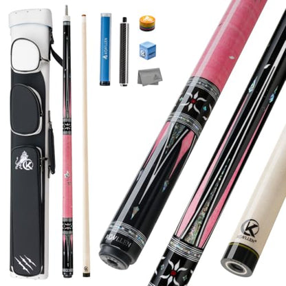 KONLLEN KL-KB Low Deflection Maple Billiards Cue Pool Cue Stick Real Wood Abalone Shell Inlay Wrapless 12.5mm Tip - color: AK-KB-3-set3