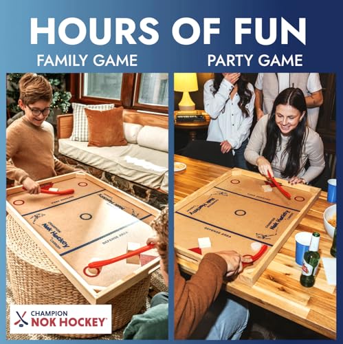 Carrom Champion Nok Hockey Game (Standard Size) — Wooden Board Games for Adults & Children — Indoor and Outdoor Games for Family — Sports Board Games