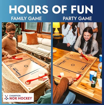 Carrom Champion Nok Hockey Game (Standard Size) — Wooden Board Games for Adults & Children — Indoor and Outdoor Games for Family — Sports Board Games