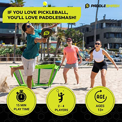 PaddleSmash - Pickleball Yard Game As Seen on Shark Tank - Beach, Backyard, Tailgate & Lawn, Outdoor Activities for Adults and Family - Easy Assembly - style: With Paddles